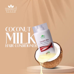 COCONUT MILK HAIR CONDITIONER - LEAVES HAIR SILKY WITHOUT LOSS OF VOLUME - Organicbloom.pk