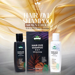 HAIR DYE SHAMPOO 5 IN 1 - 100% GREY COVERAGE BROWN COLOR - Organicbloom.pk