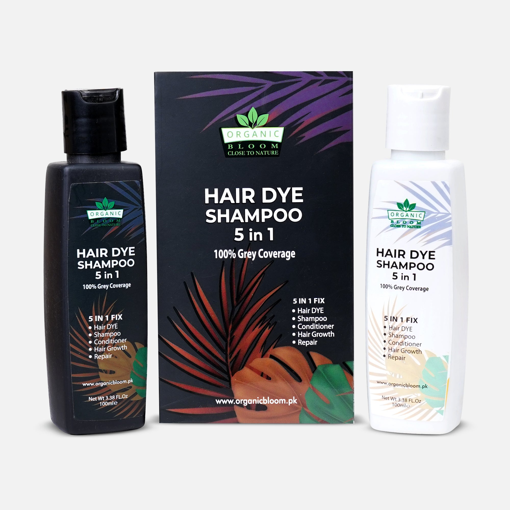 HAIR DYE SHAMPOO 5 IN 1 - 100% GREY COVERAGE BLACK COLOR
