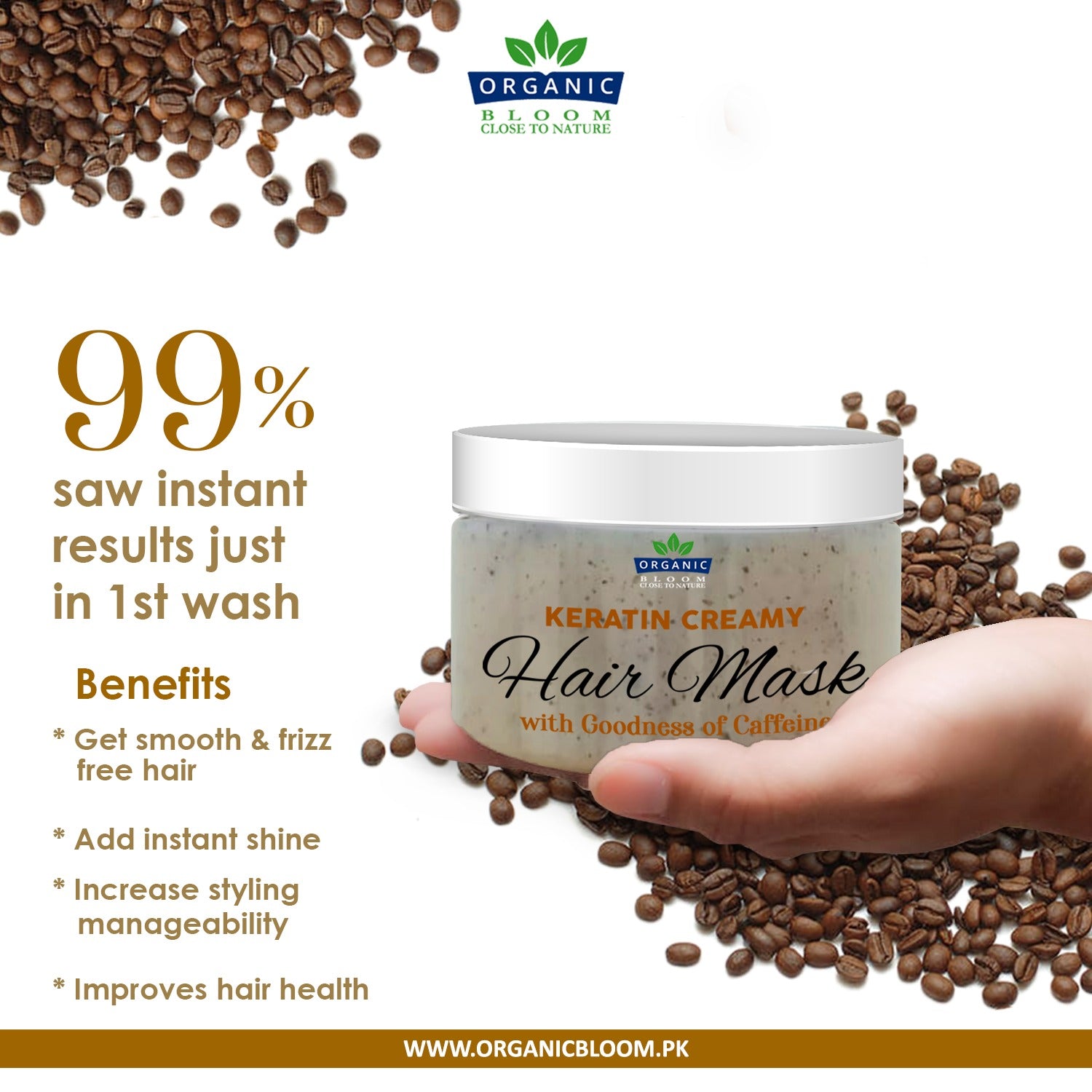 Organic Bloom Keratin Creamy Hair Mask 250gm