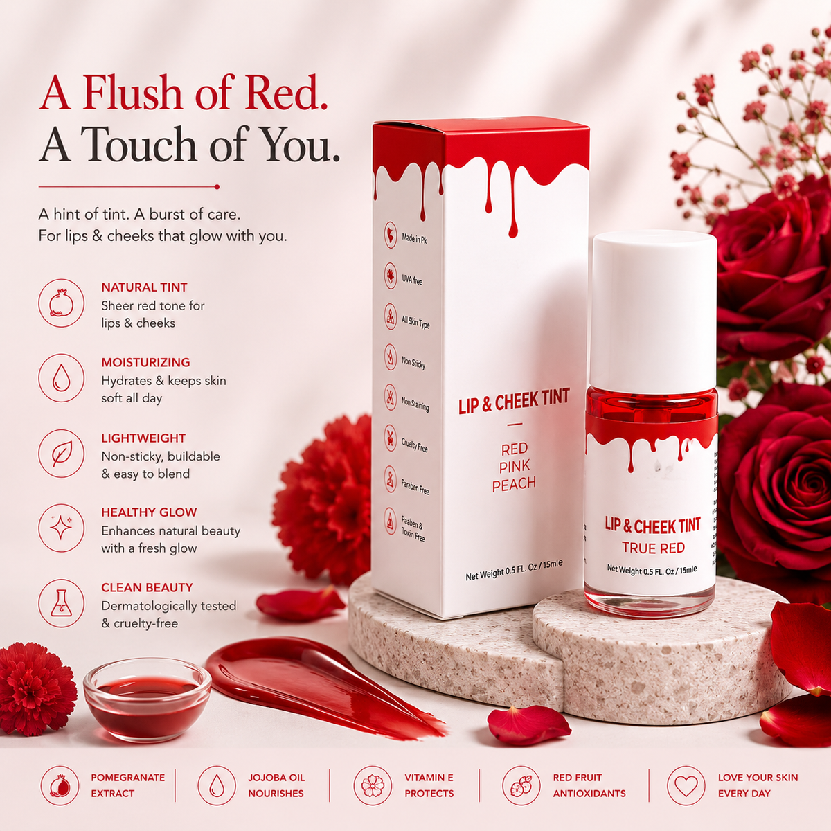LIP & CHEEK TRUE RED TINT